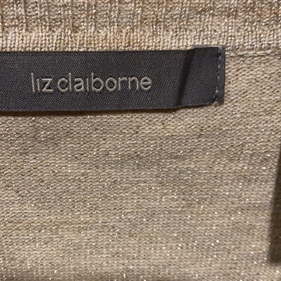 NWT Liz Claiborne Tan/Beige Sweater With Gold Metallic Size Large - Picture 12 of 12